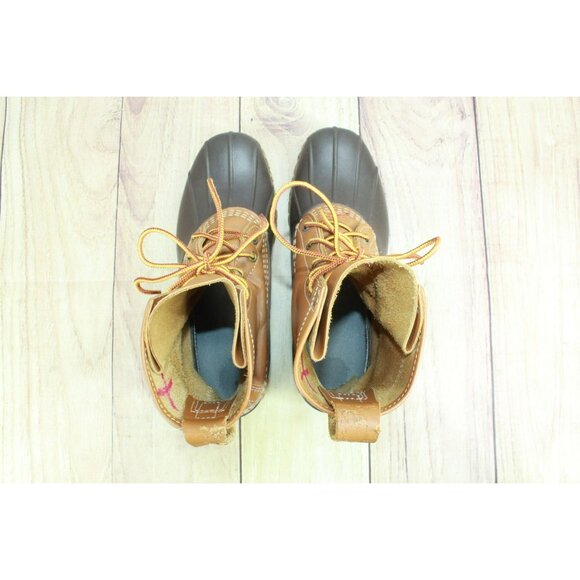 LL Bean 8" Unlined Round Toe Ankle Brown Leather Duck Boots Lace Up Size 9 M - Picture 7 of 12
